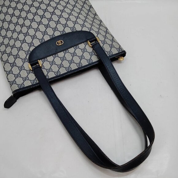 Gucci GG Navy PVC Leather Tote Bag - Picture 4 of 8